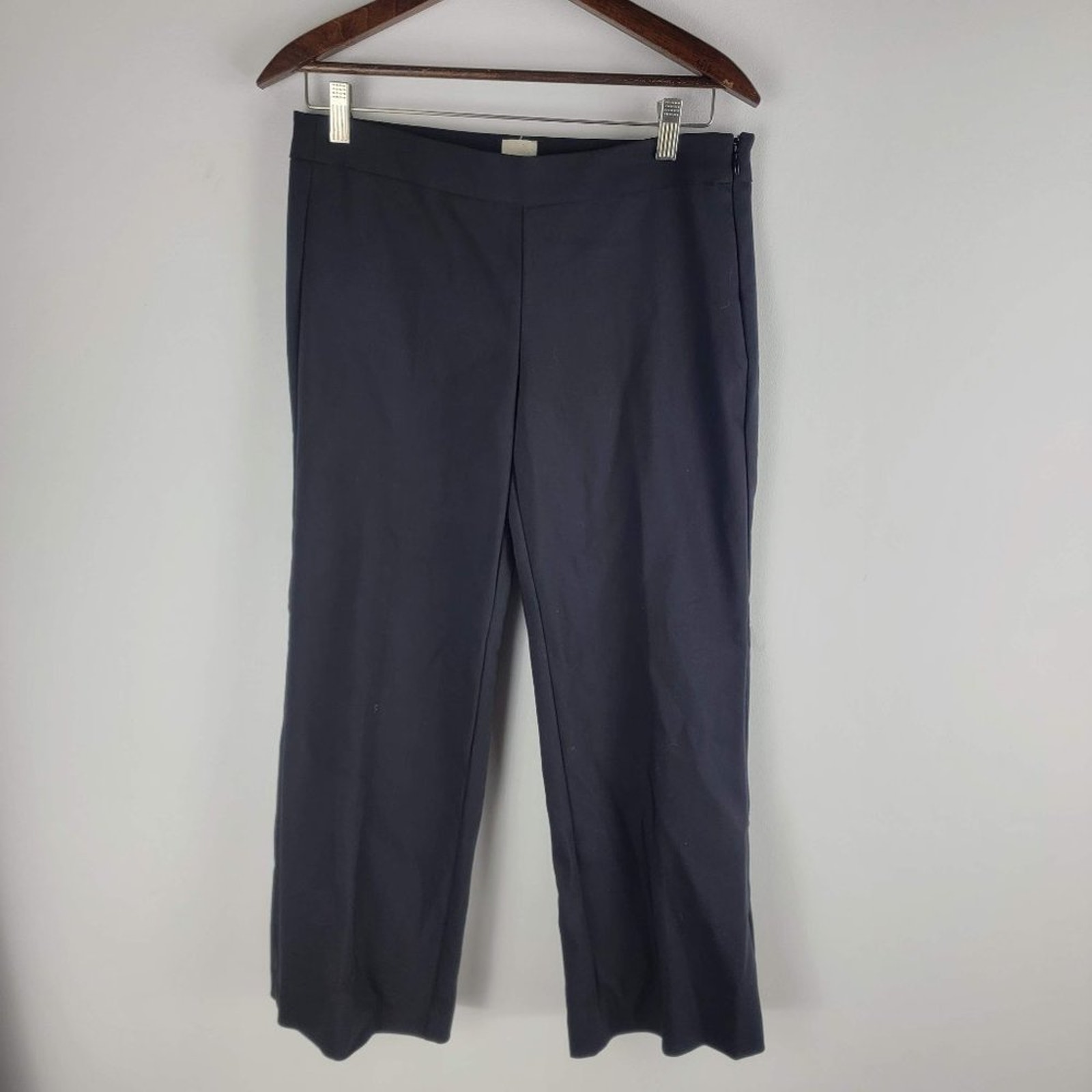 New Ecru Cropped Ankle Pants Black Straight Leg High Rise Size 4